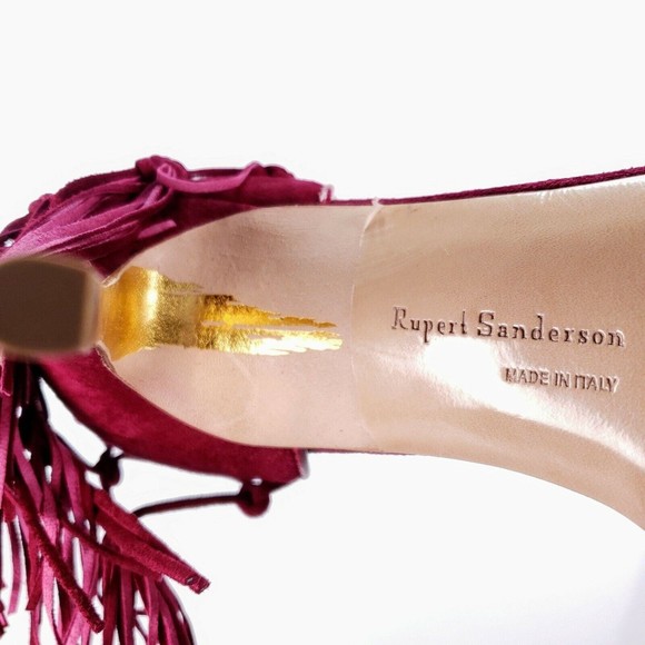 Rupert Sanderson Dewdrop Sangria Suede Heel Macrome D'Orsay Pump EU 37 / US 7 - Picture 6 of 6